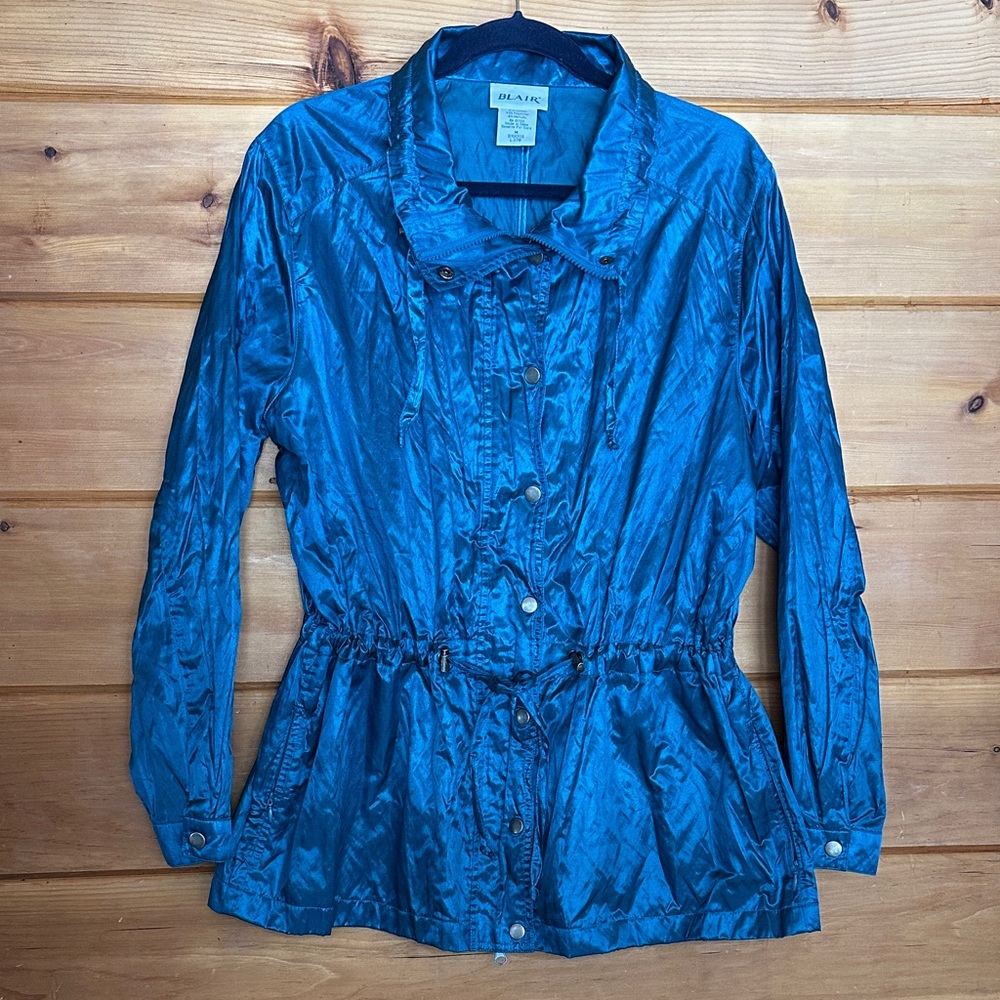 Blair Vintage Shimmering Blue Utility Rain Jacket M